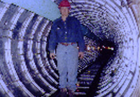 Underground construction work. Steel liner plate.